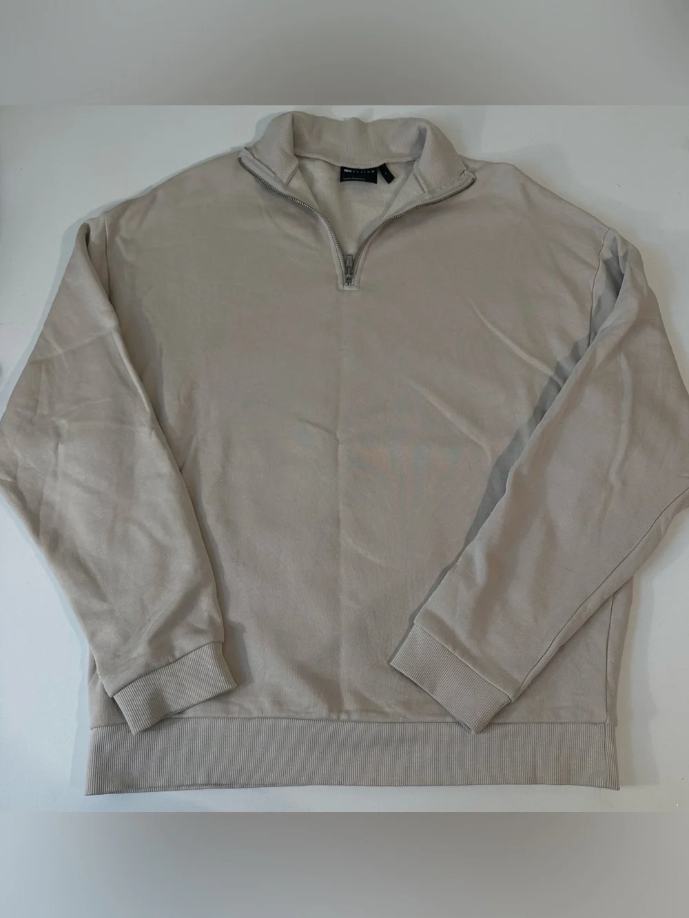 ASOS - MENS - HALF ZIP NEUTRAL BEIEGE TAN SWEATER